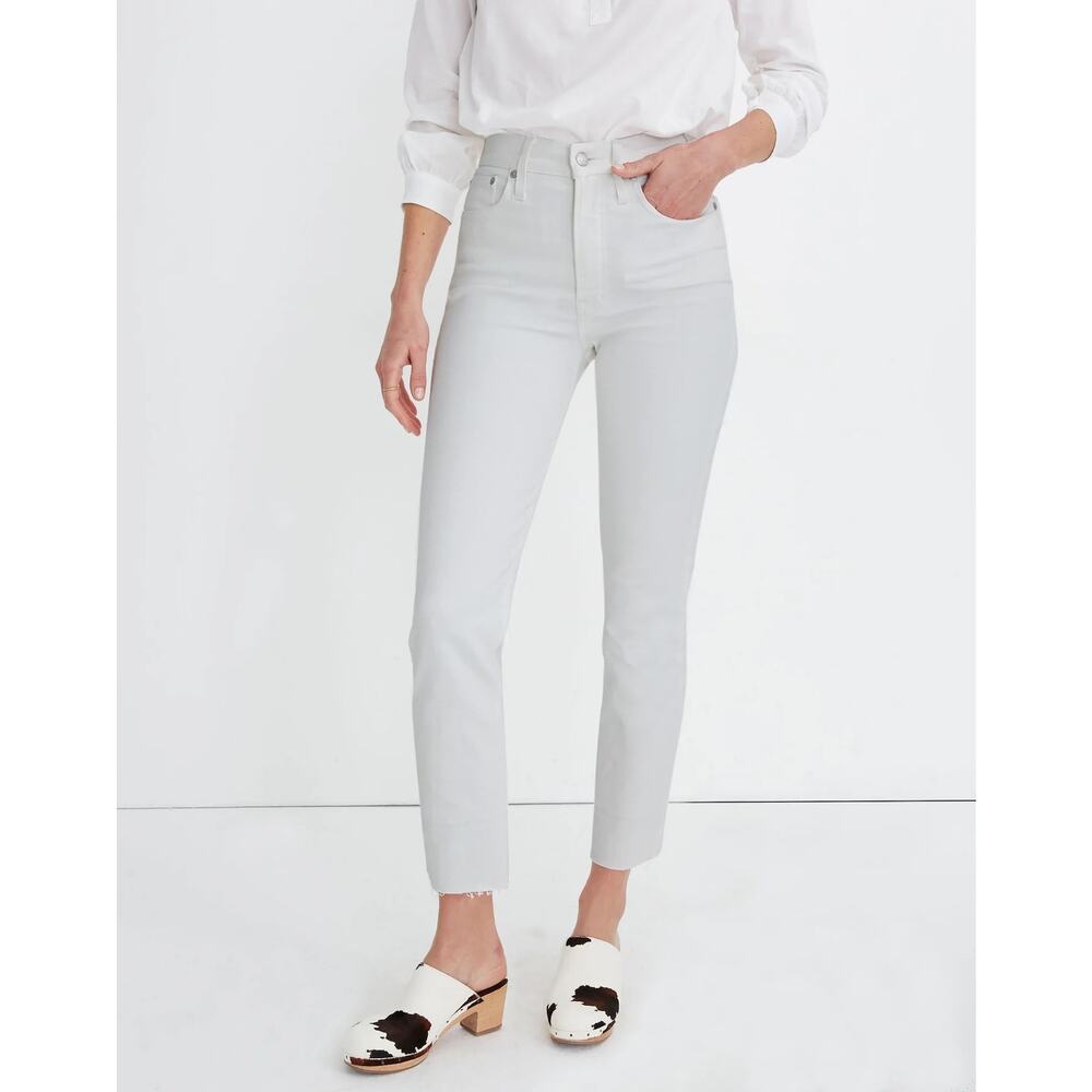 Madewell The Perfect Vintage Crop Jean Size 26 Tile White Style AJ193 Raw Hem